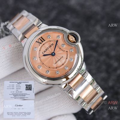 Swiss Grade Copy Cartier Ballon Bleu NH05 Watch 33mm Salmon face